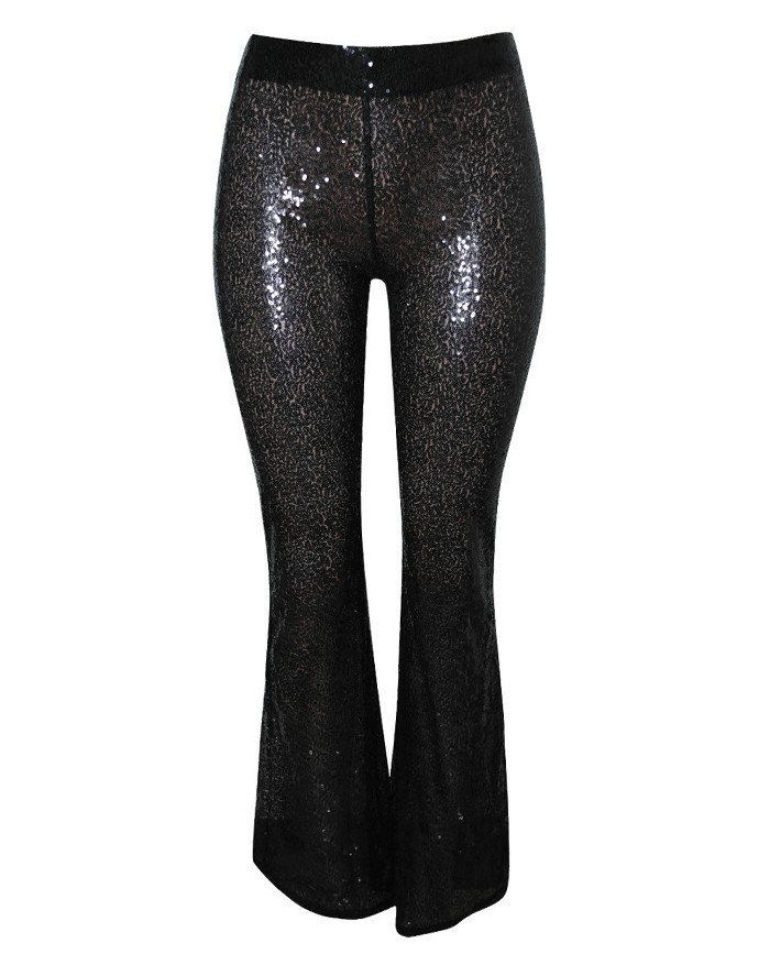 EMMIOL Sparkle Metallic Flared Pants