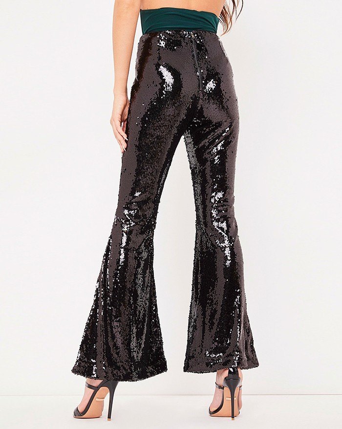 EMMIOL Sparkle Metallic Flared Pants