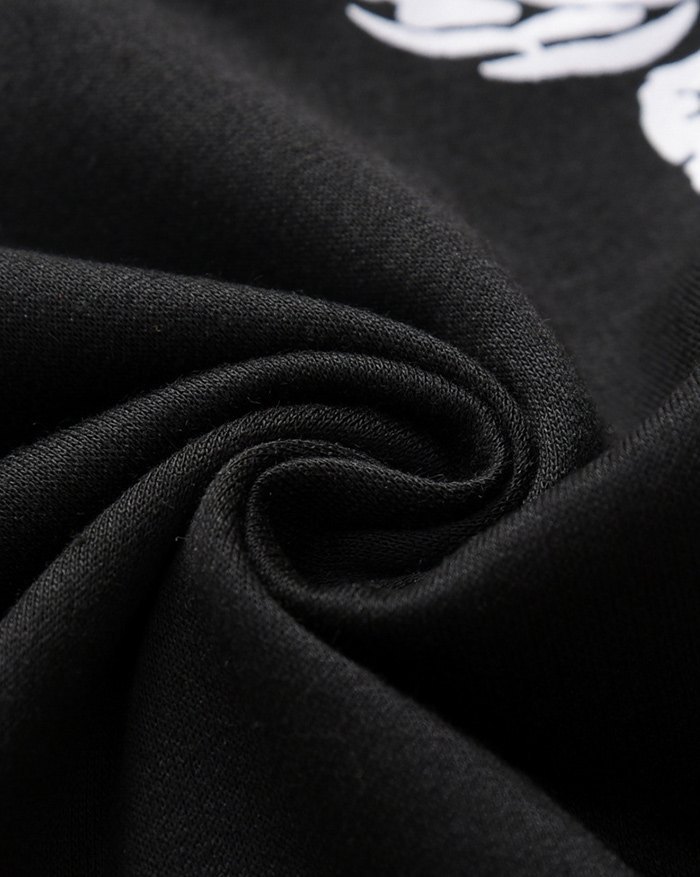 EMMIOL Felpa con cappuccio e cravatta a occhiello con stampa di ali di teschio