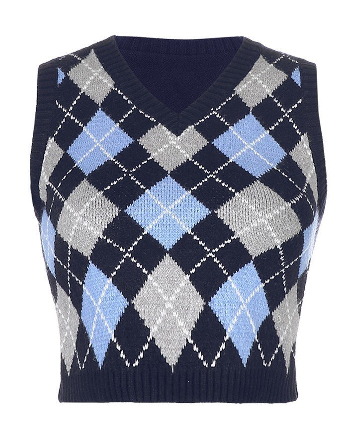 Flag Cropped Sweater Vest