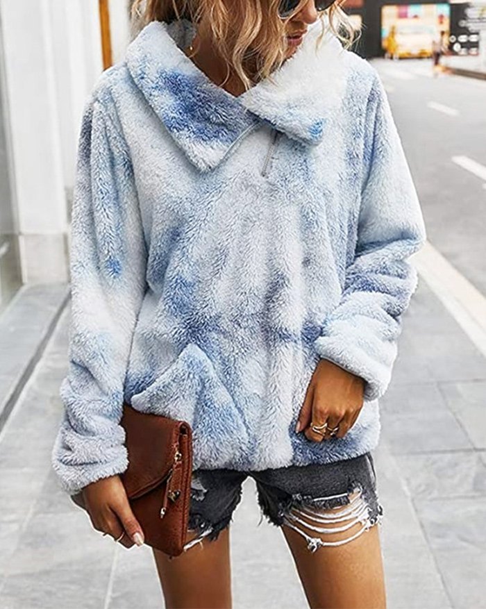 EMMIOL Chaqueta polar con efecto tie-dye