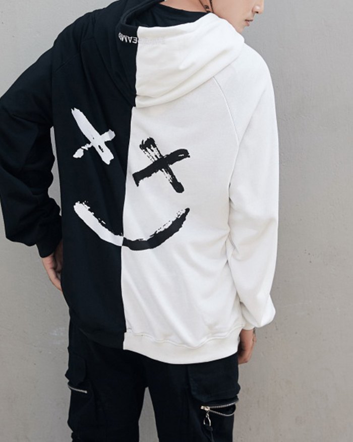 EMMIOL Sudadera con capucha Graffiti Smiley Demon Stitching para hombre