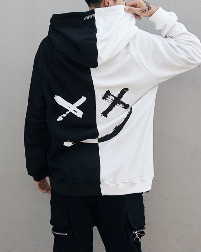 EMMIOL Sudadera con capucha Graffiti Smiley Demon Stitching para hombre