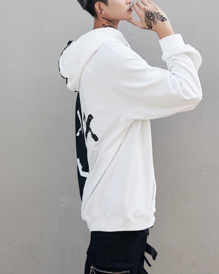 EMMIOL Sudadera con capucha Graffiti Smiley Demon Stitching para hombre