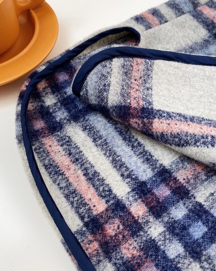 EMMIOL Cappotto di lana scozzese con risvolto