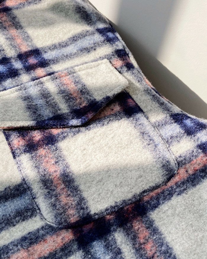 EMMIOL Cappotto di lana scozzese con risvolto