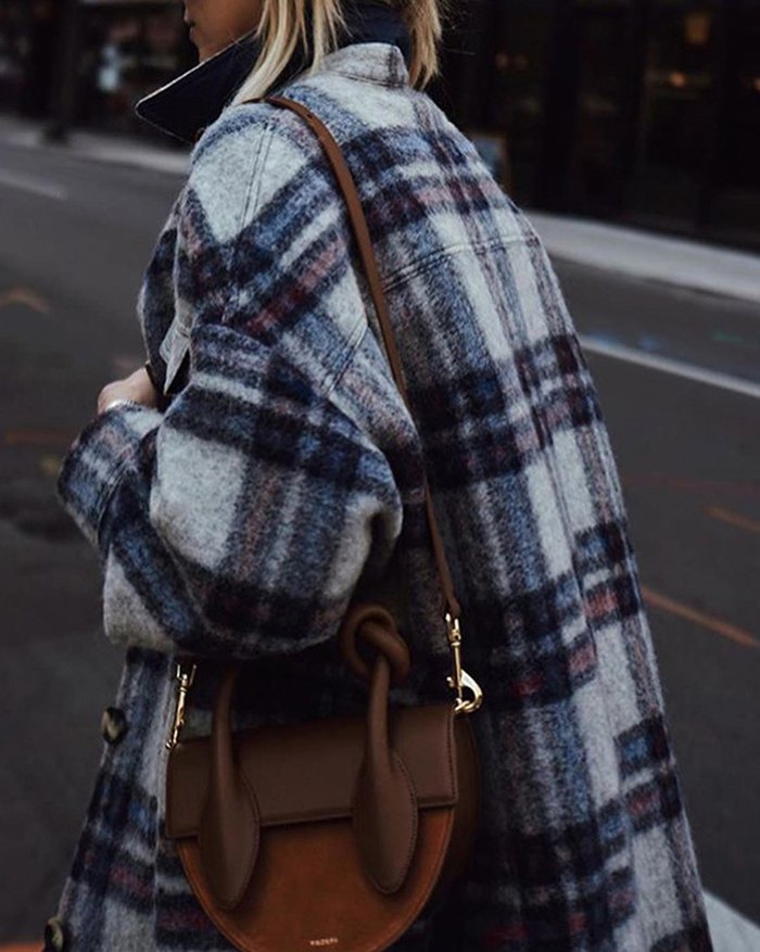 EMMIOL Cappotto di lana scozzese con risvolto