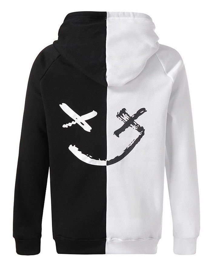 EMMIOL Sudadera con capucha Graffiti Smiley Demon Stitching para hombre