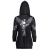 EMMIOL Felpa con cappuccio e cravatta a occhiello con stampa di ali di teschio