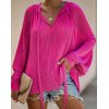 EMMIOL Pleated Ribbon Chiffon Blouse