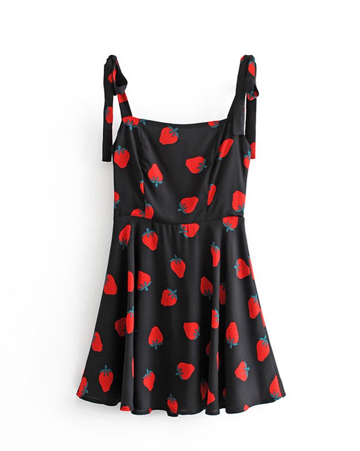 EMMIOL Minivestido con estampado de fresas vintage