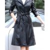 EMMIOL Mid-Length Leather Trench Coat
