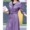 EMMIOL Mid-Length Leather Trench Coat