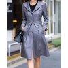 EMMIOL Mid-Length Leather Trench Coat