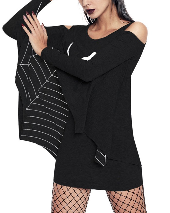 EMMIOL Halloween Spider Print Mini Dress