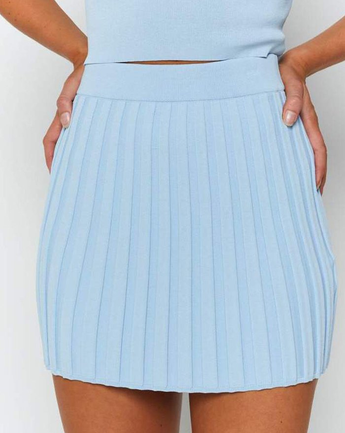 EMMIOL Falda plisada evasé de punto