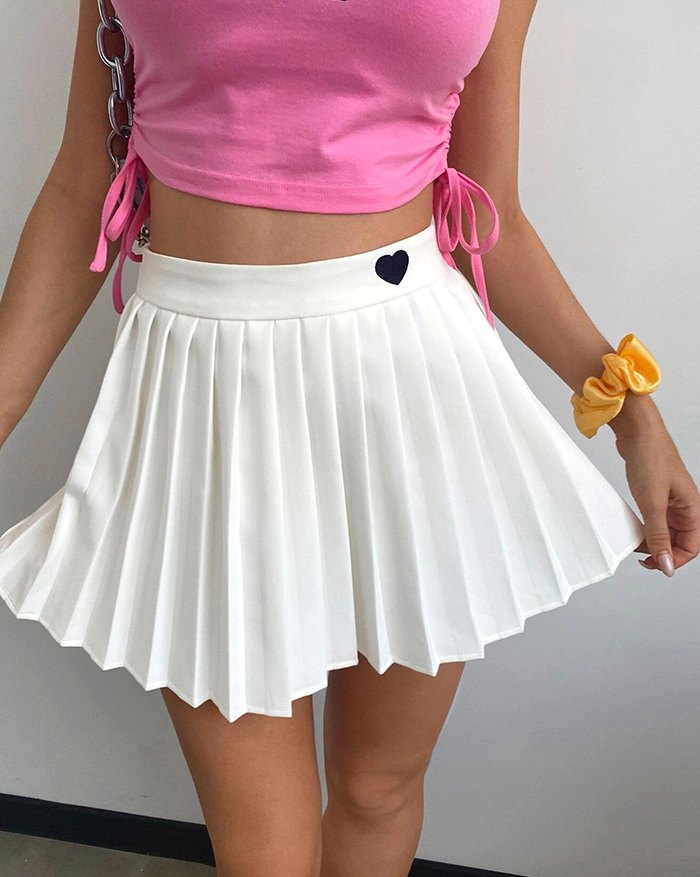 EMMIOL Herz Stickerei Plissee Minirock