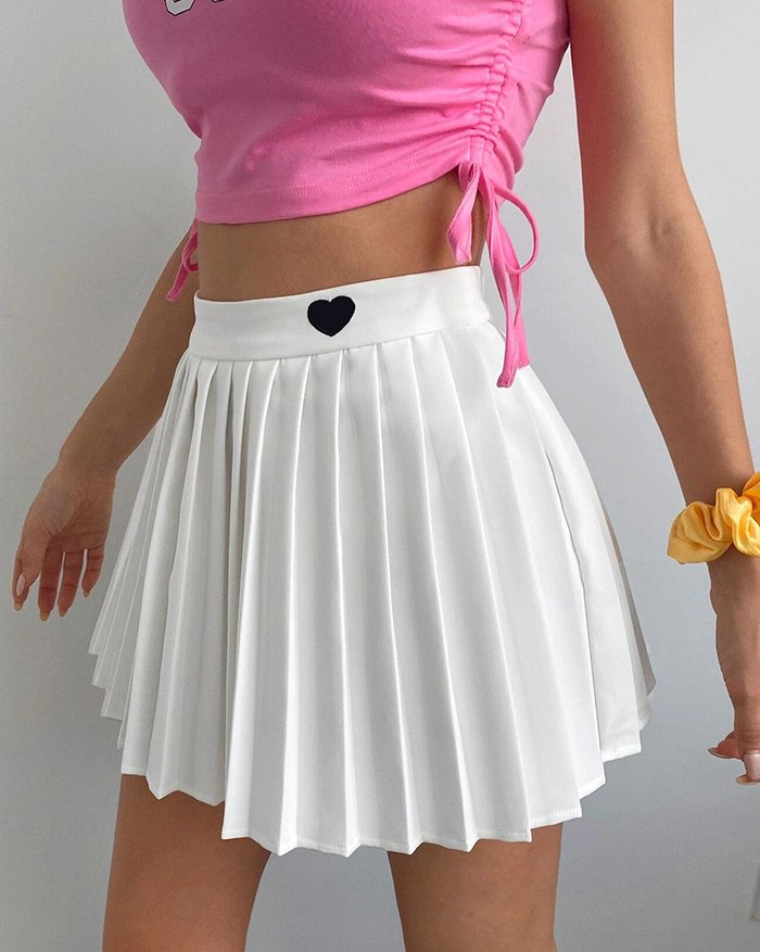 EMMIOL Herz Stickerei Plissee Minirock