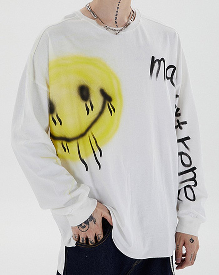 EMMIOL Men's Graffiti Inkjet Smile Sweatshirt