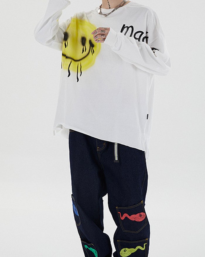 EMMIOL Sudadera Graffiti Inkjet Smile para hombre