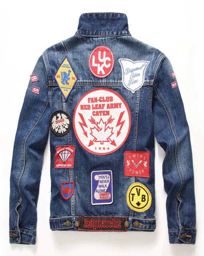 EMMIOL Chaqueta vaquera bordada con insignia para hombre