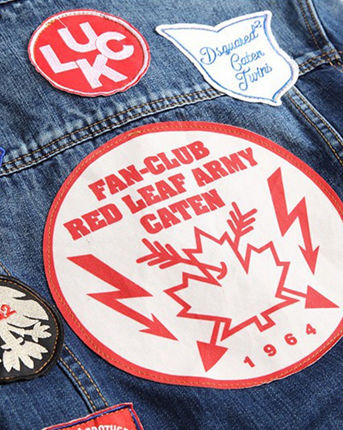 EMMIOL Chaqueta vaquera bordada con insignia para hombre