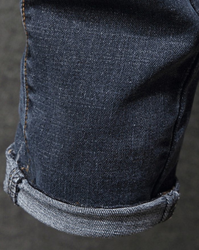 EMMIOL Vaqueros rasgados con bordado de letras para hombre