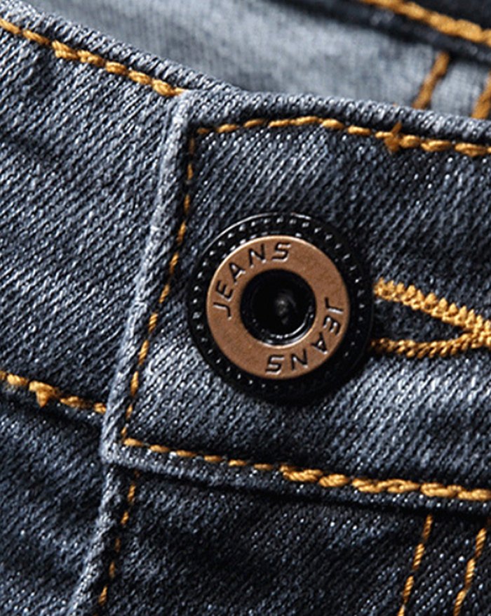 EMMIOL Vaqueros rasgados con bordado de letras para hombre