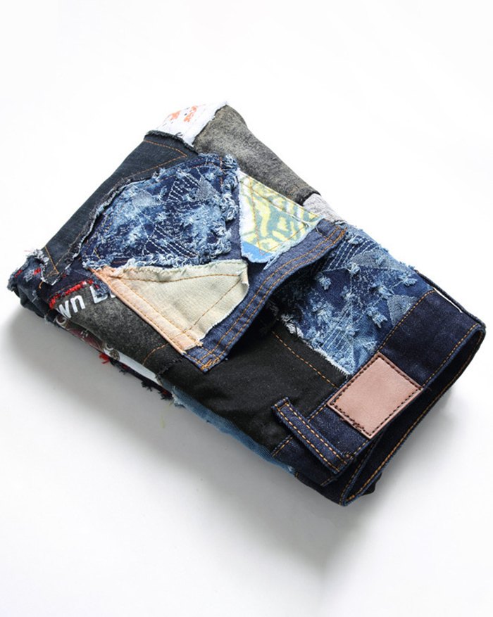 EMMIOL Men's Patchwork Straight Jeans
