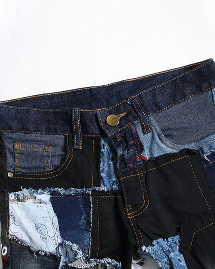 EMMIOL Men's Patchwork Straight Jeans