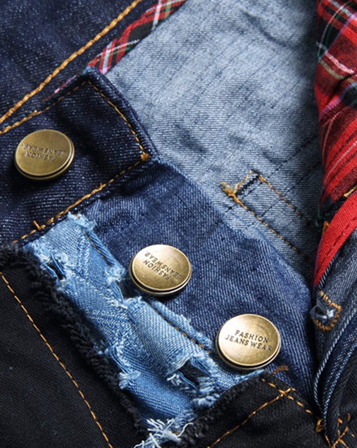 EMMIOL Men's Patchwork Straight Jeans