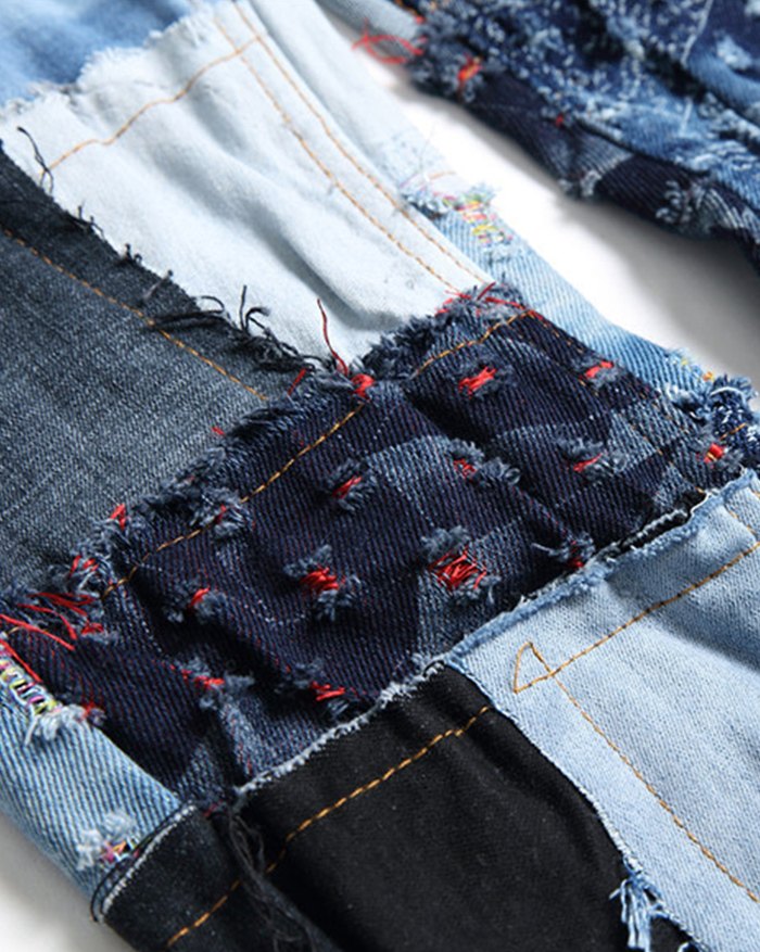 EMMIOL Men's Patchwork Straight Jeans
