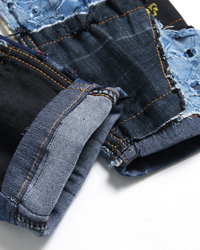 EMMIOL Men's Patchwork Straight Jeans