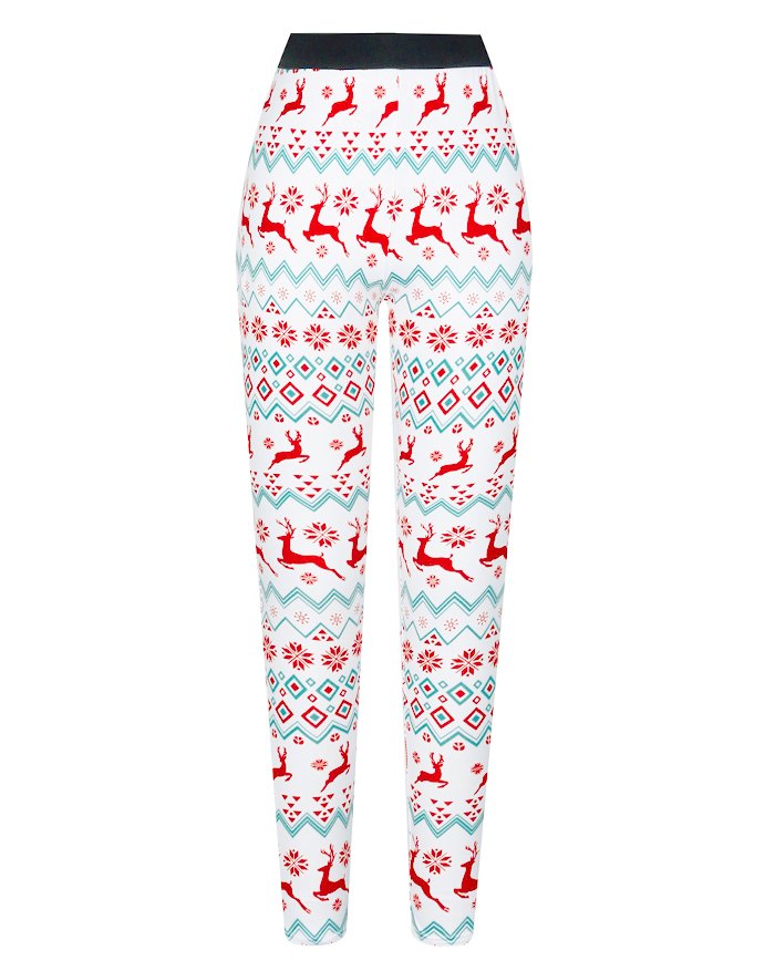 EMMIOL Leggings natalizi con stampa di alci e fiocco di neve