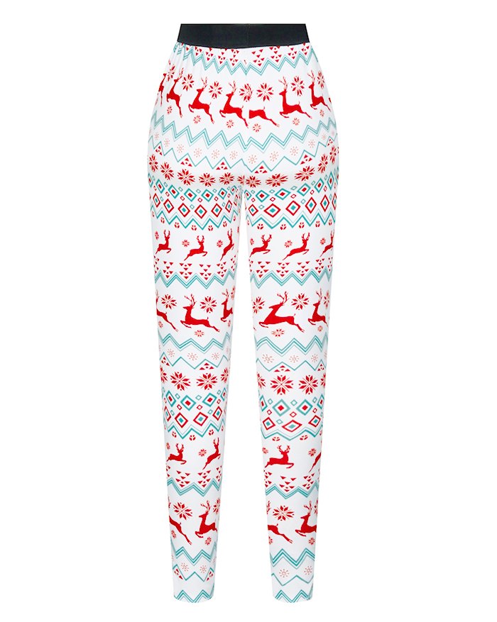 EMMIOL Leggings natalizi con stampa di alci e fiocco di neve