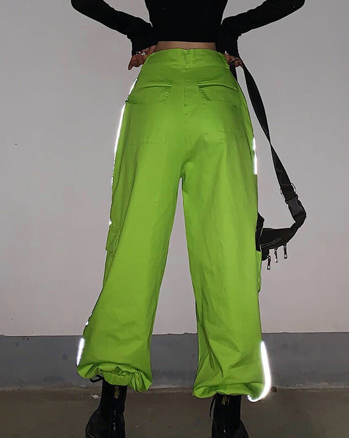 EMMIOL Pantalones cargo de rayas reflectantes