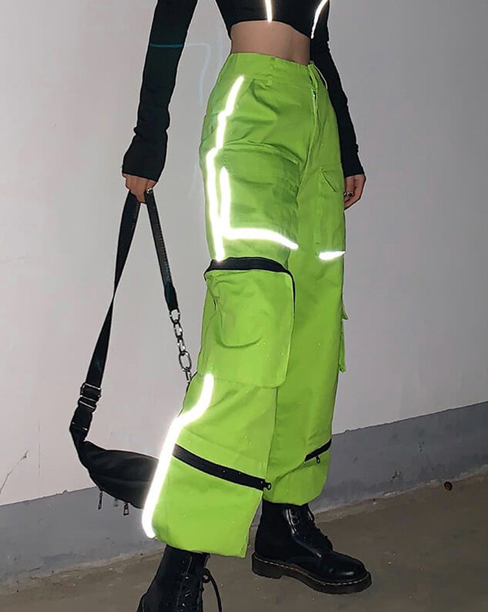 EMMIOL Pantalones cargo de rayas reflectantes