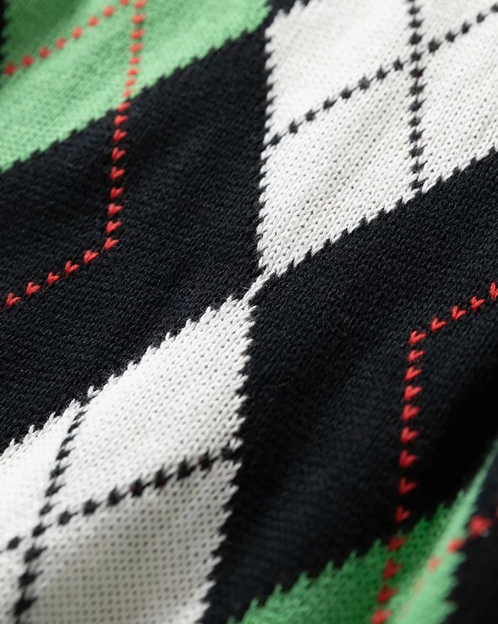 EMMIOL Vintage Argyle Pullover Sweater