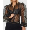 EMMIOL Poka Dot Mesh Sheer Blouse