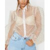 EMMIOL Poka Dot Mesh Sheer Blouse