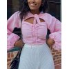 EMMIOL Blusa con manga abullonada y lazo