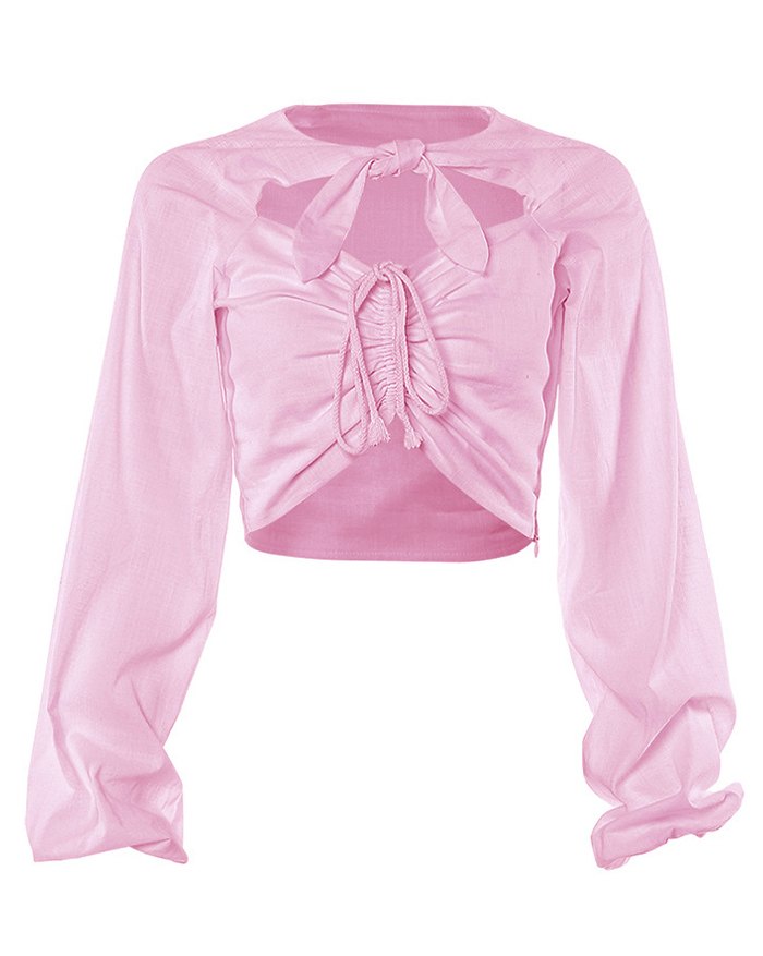 EMMIOL Blusa con manga abullonada y lazo