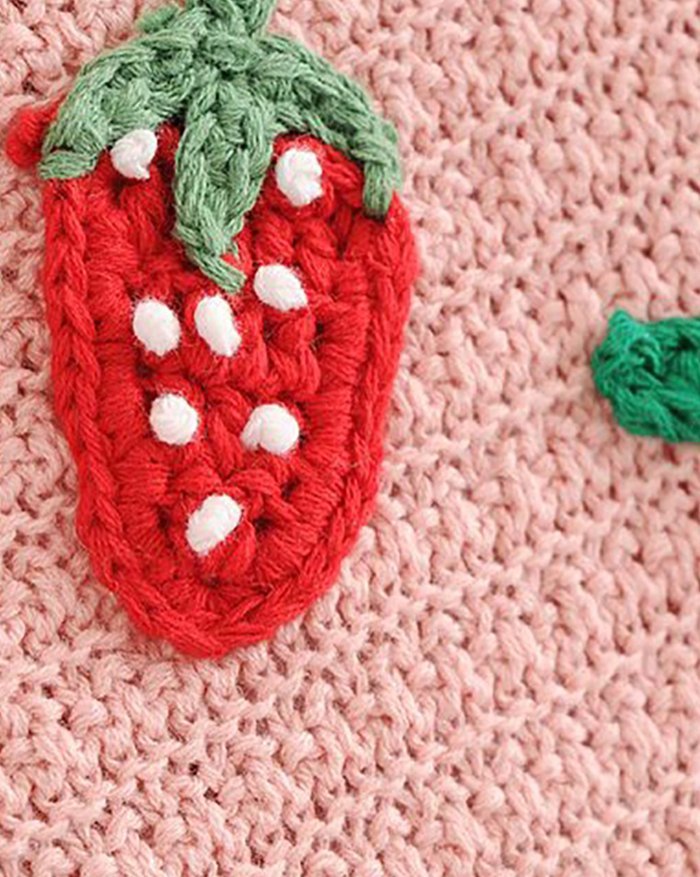 EMMIOL Erdbeer Applique Pullover