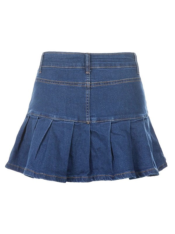 EMMIOL Minifalda plisada de mezclilla