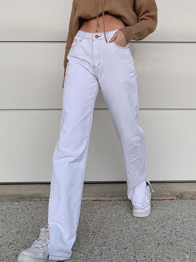EMMIOL Hip Hop Split Straight Jeans