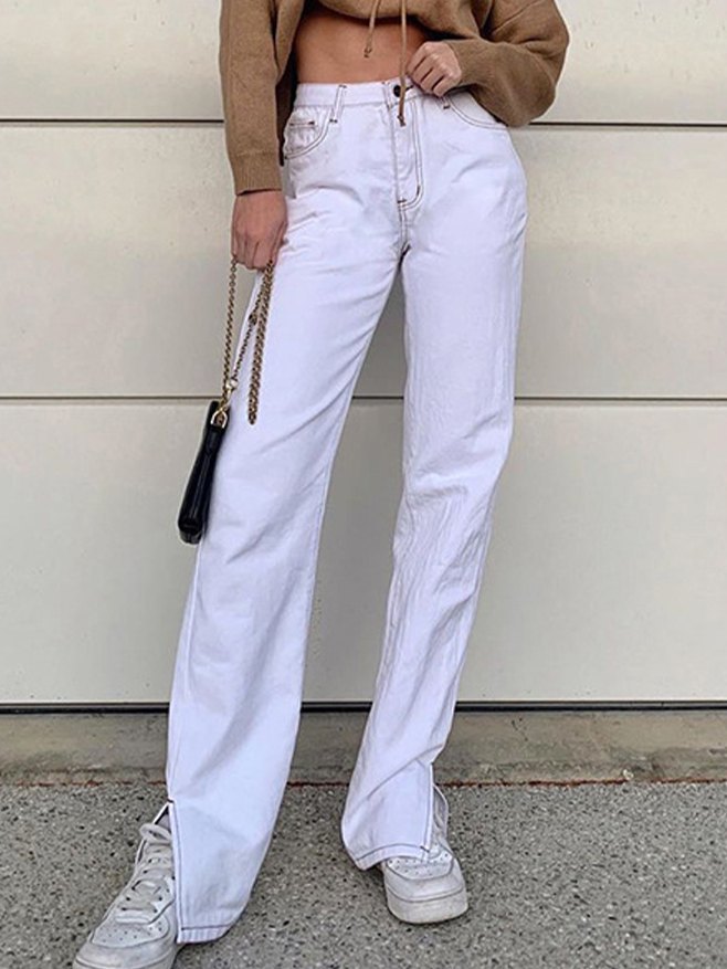 EMMIOL Hip Hop Split Straight Jeans