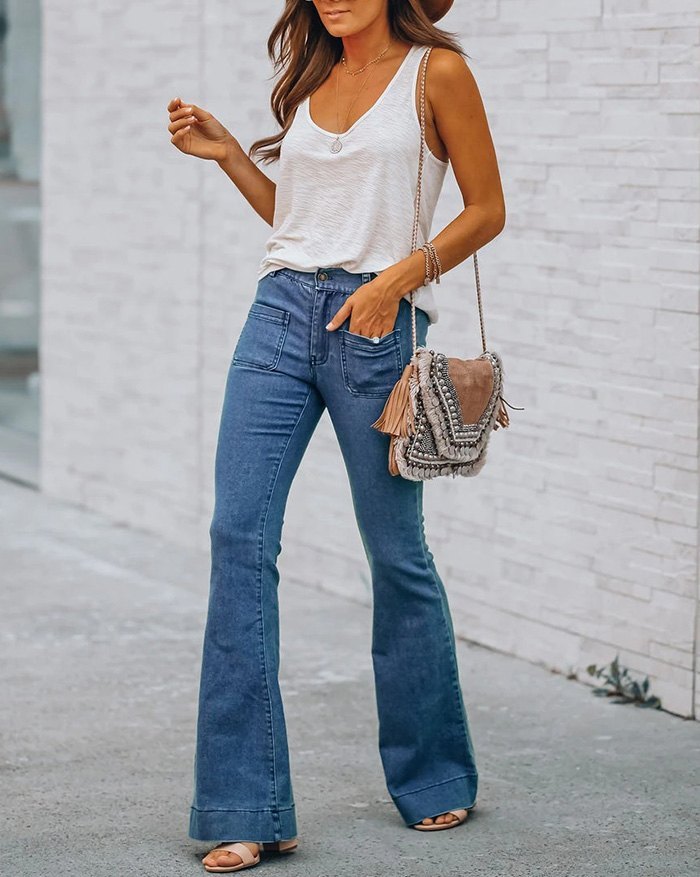 EMMIOL Jeans bootcut de tiro medio