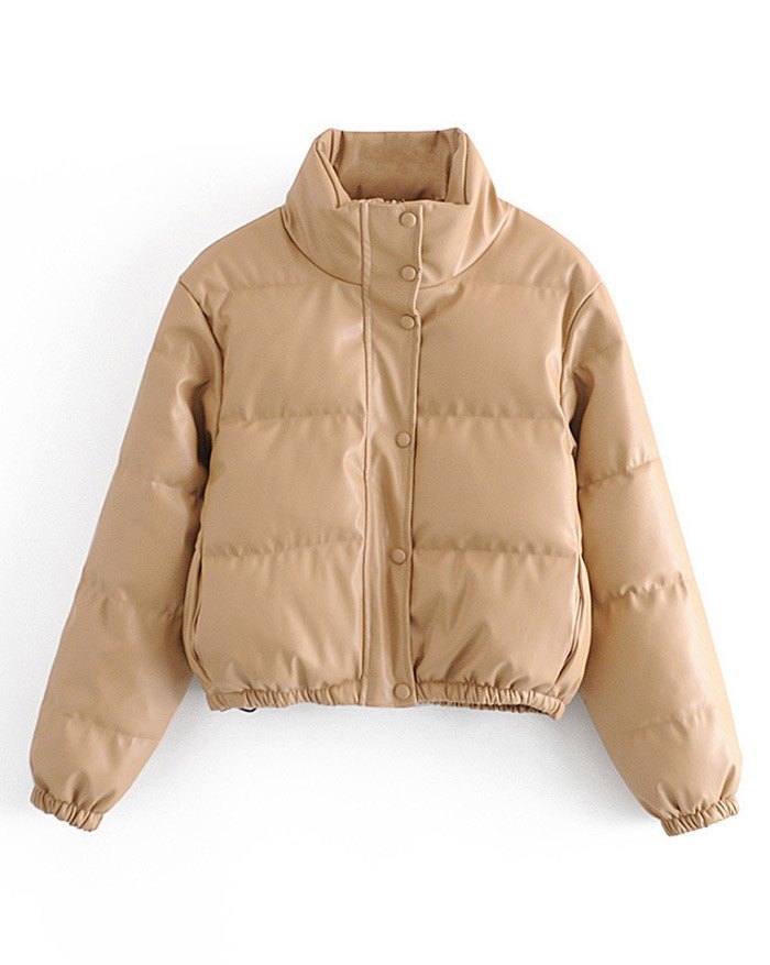 EMMIOL Chaqueta acolchada de cuero Pu