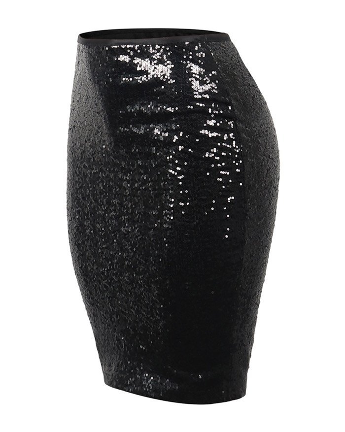 EMMIOL Sequin Wrap Midi Skirt