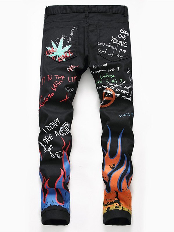 EMMIOL Jeans skinny da uomo con stampa graffiti